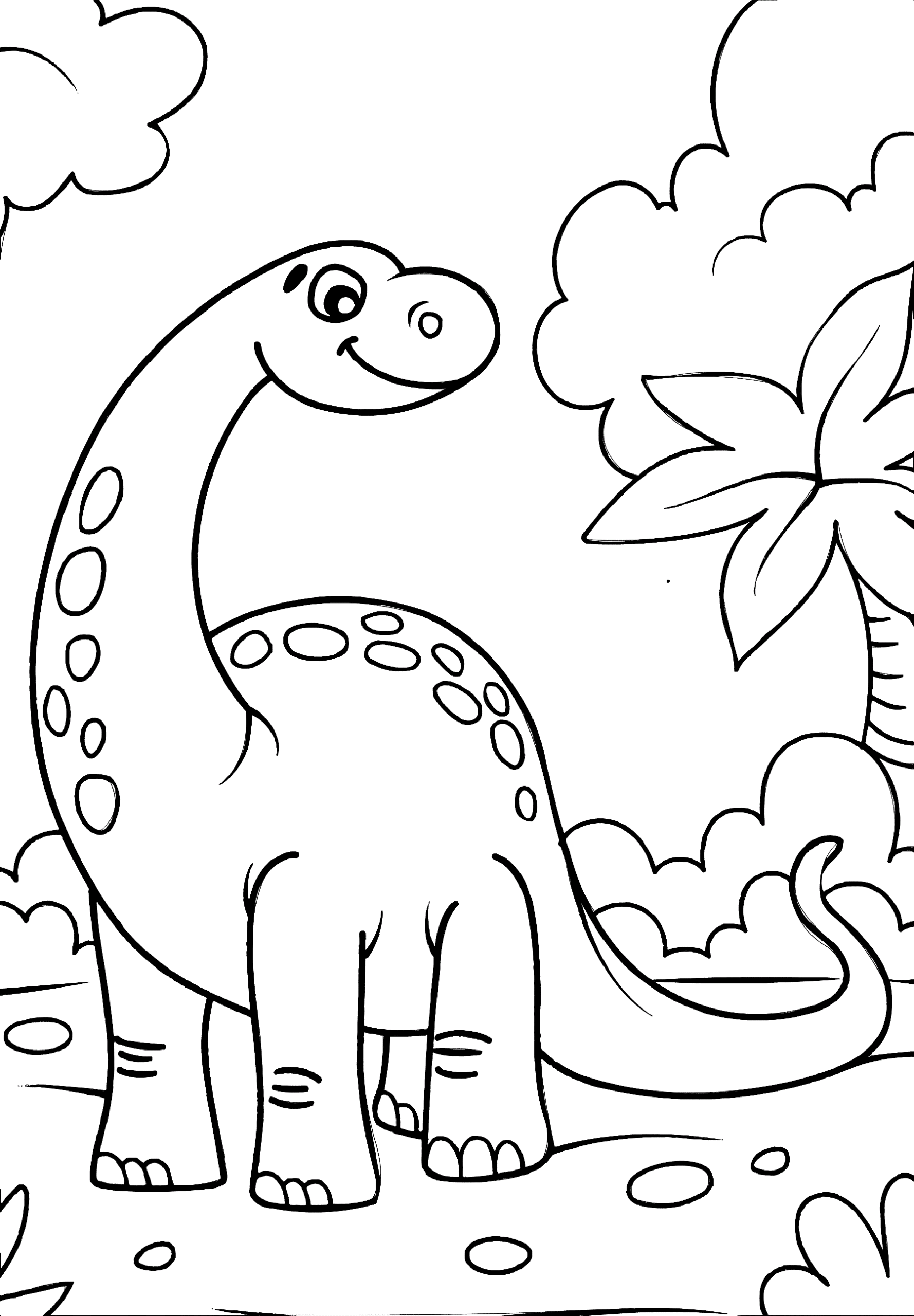 Brachiosaurus Cartoon Dinosaur Coloring Page