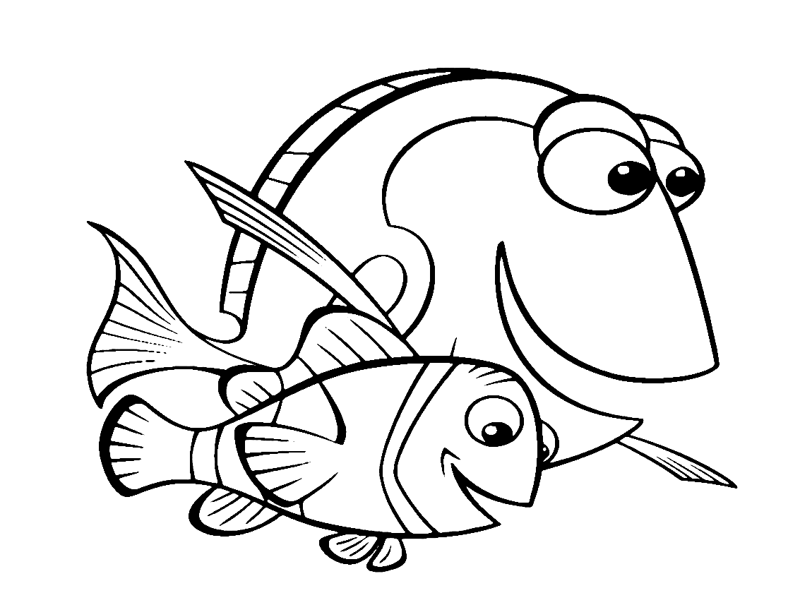 Finding Nemo Marlin and Dory Coloring Page