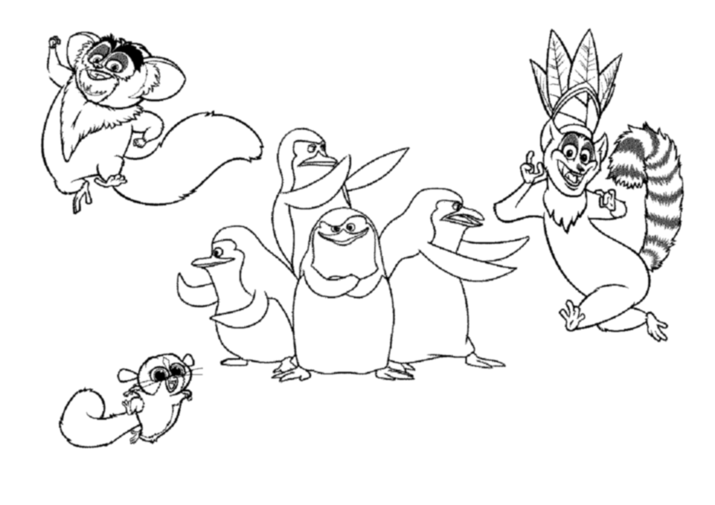 Penguins coloring page