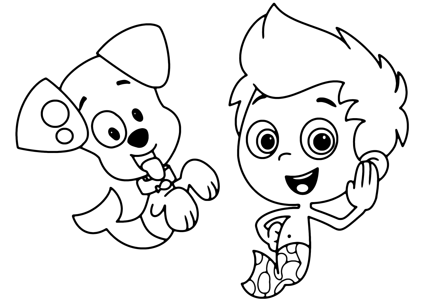 Gil and Puppy Bubble Guppies Coloring Page