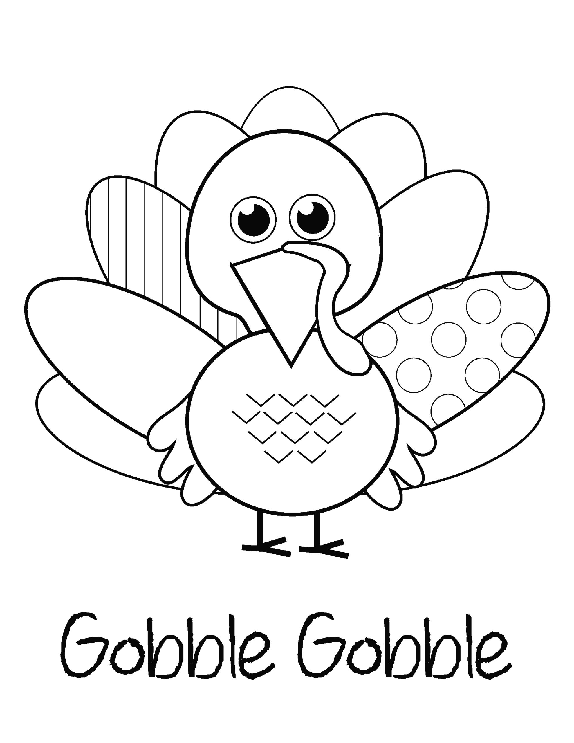 Gobble Gobble Thanksgiving Turkey Coloring Pages for Kids