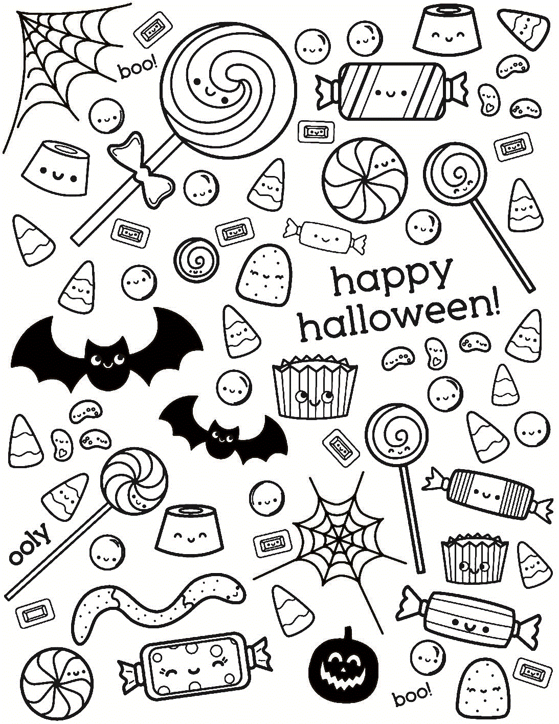 Trick or Treat Candy Coloring Page for Halloween