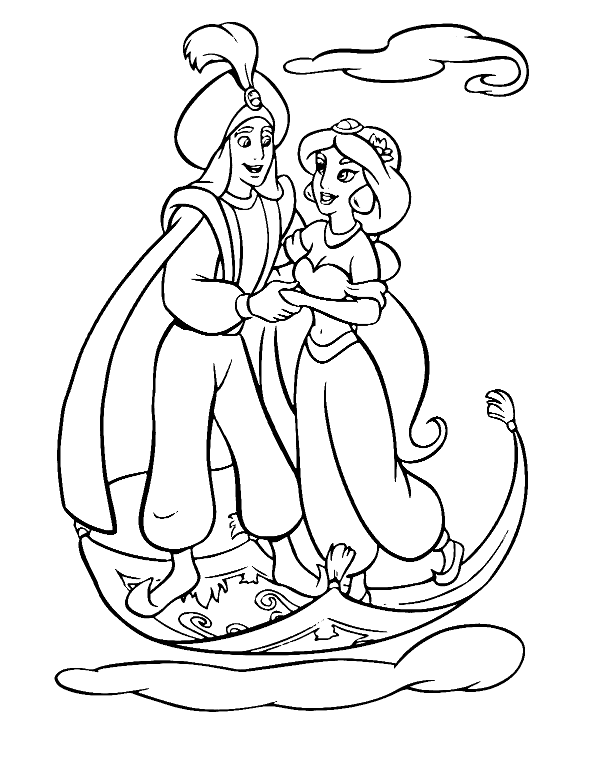 Aladdin and Jasmine Printable Coloring Page