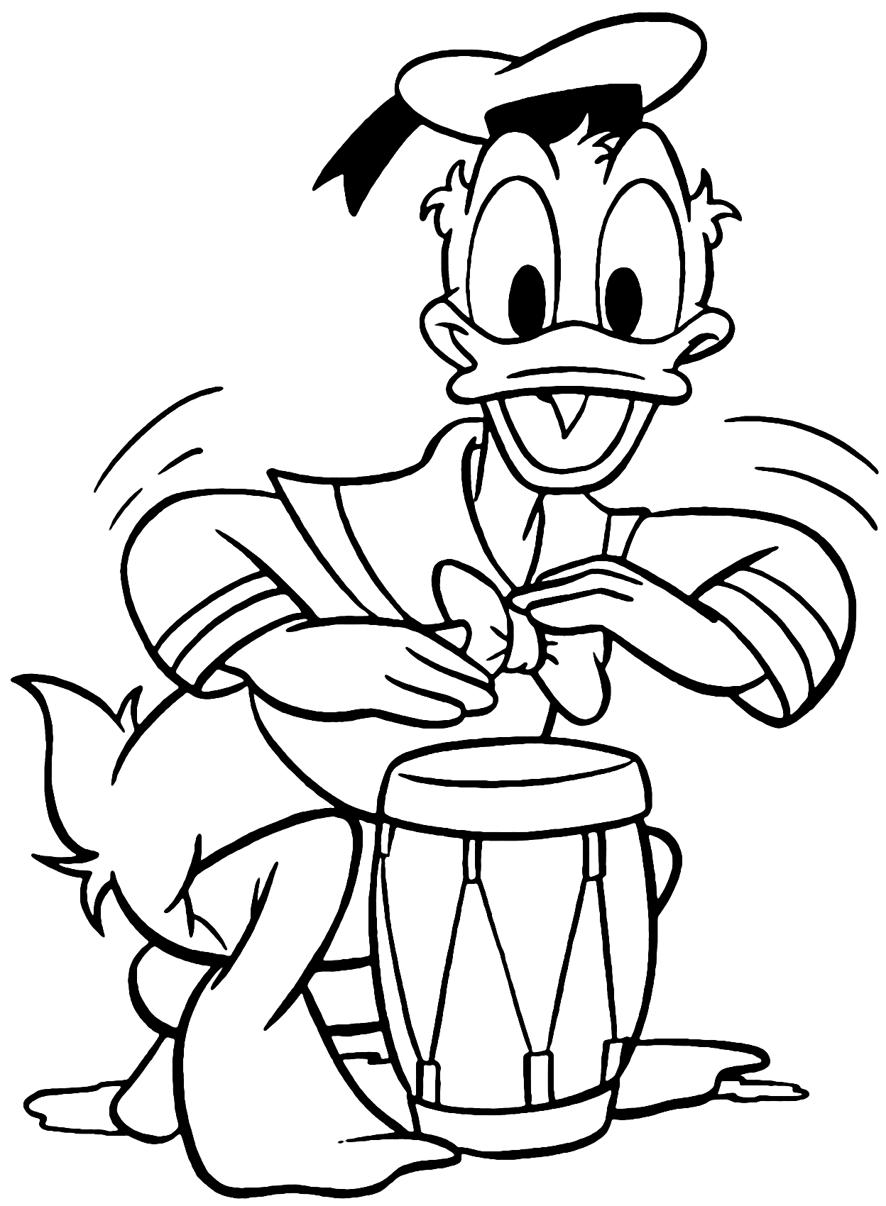 Happy Donald Duck coloring pages, Drums