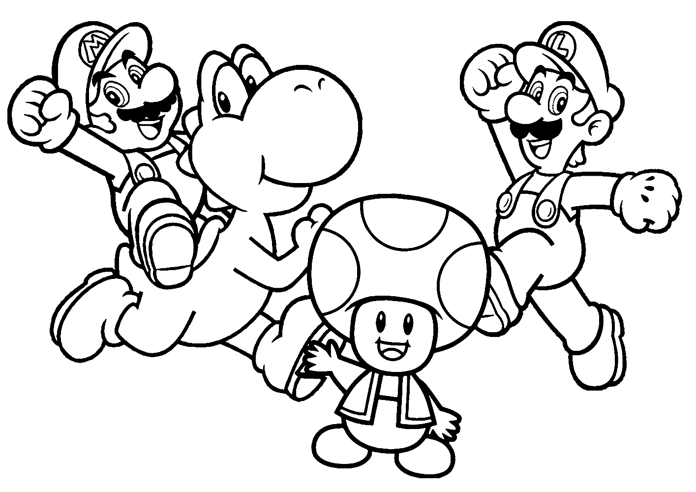 Mario, Luigi and Toad, Mario Coloring Page