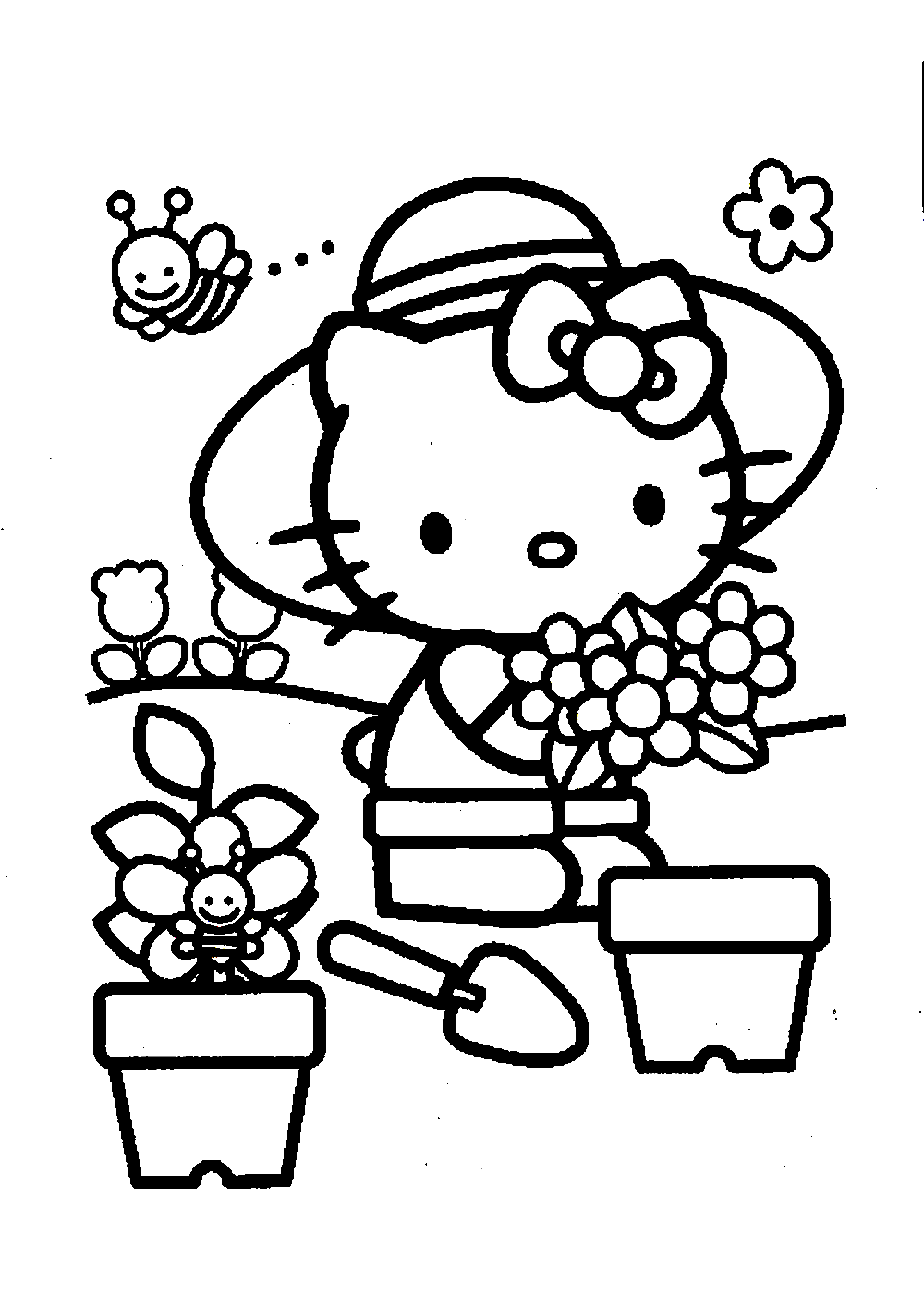 Gardener Hello Kitty Coloring Page