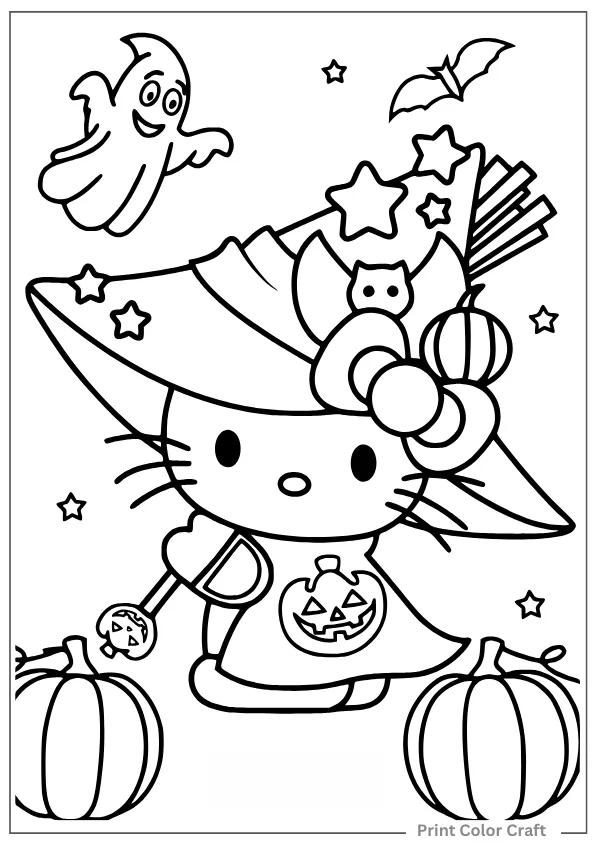 Hello Kitty Halloween Coloring