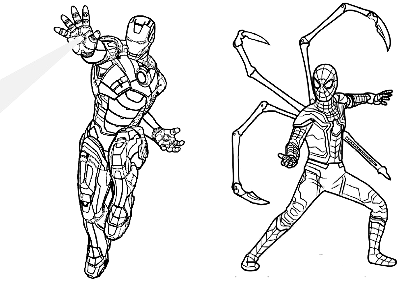 Iron Spider and Iron man Coloring Page