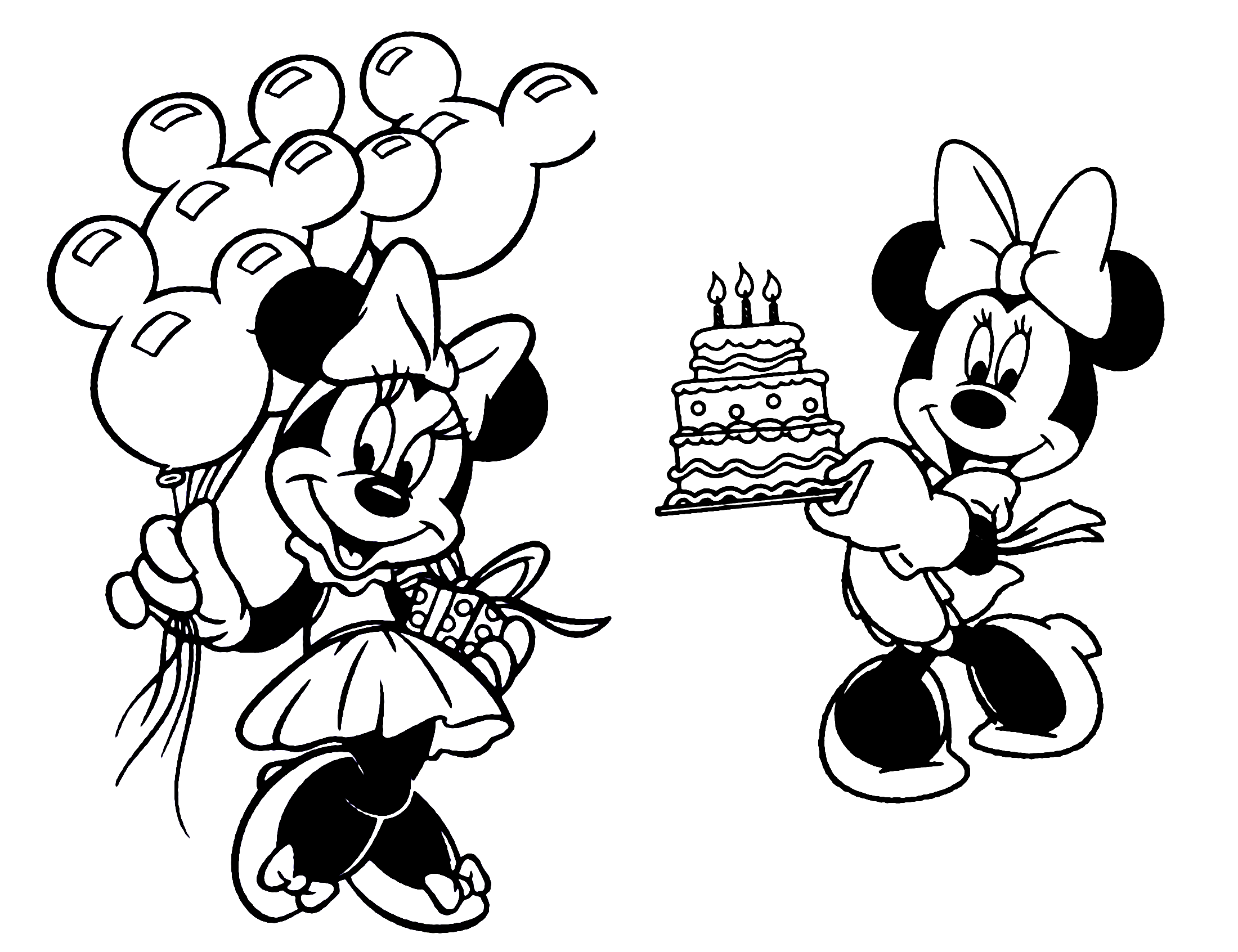Birthday party Minnie mouse coloring pages