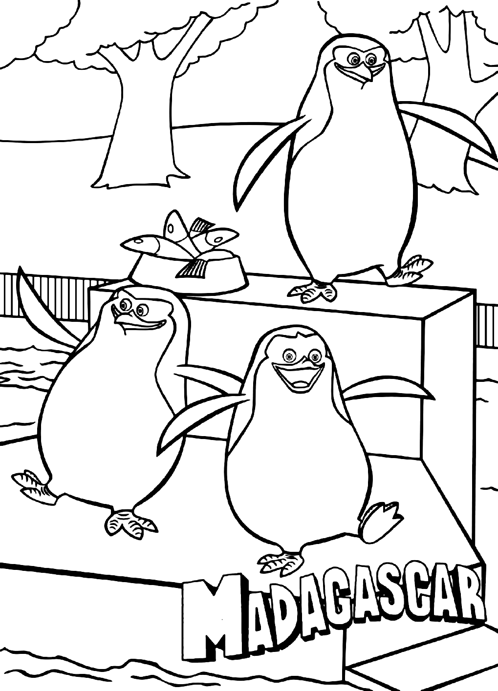 Penguins of Madagascar Characters Coloring Page