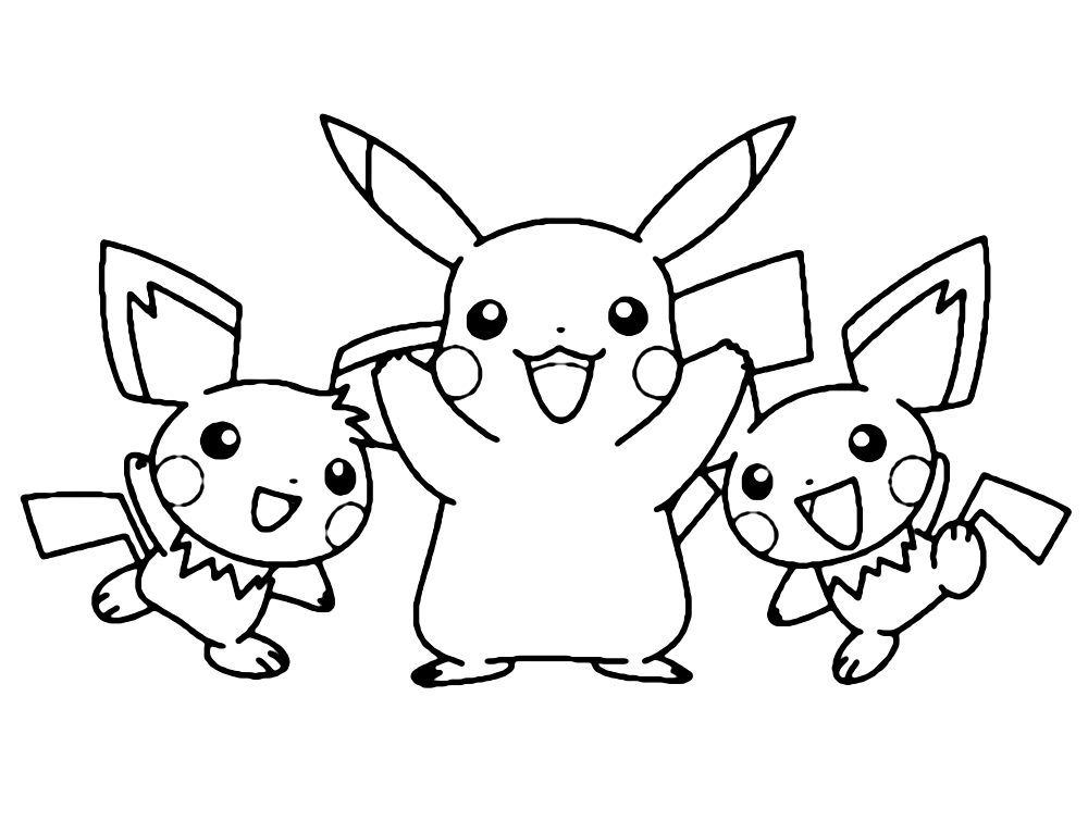 Pikachu and Baby Pikachu Coloring Page