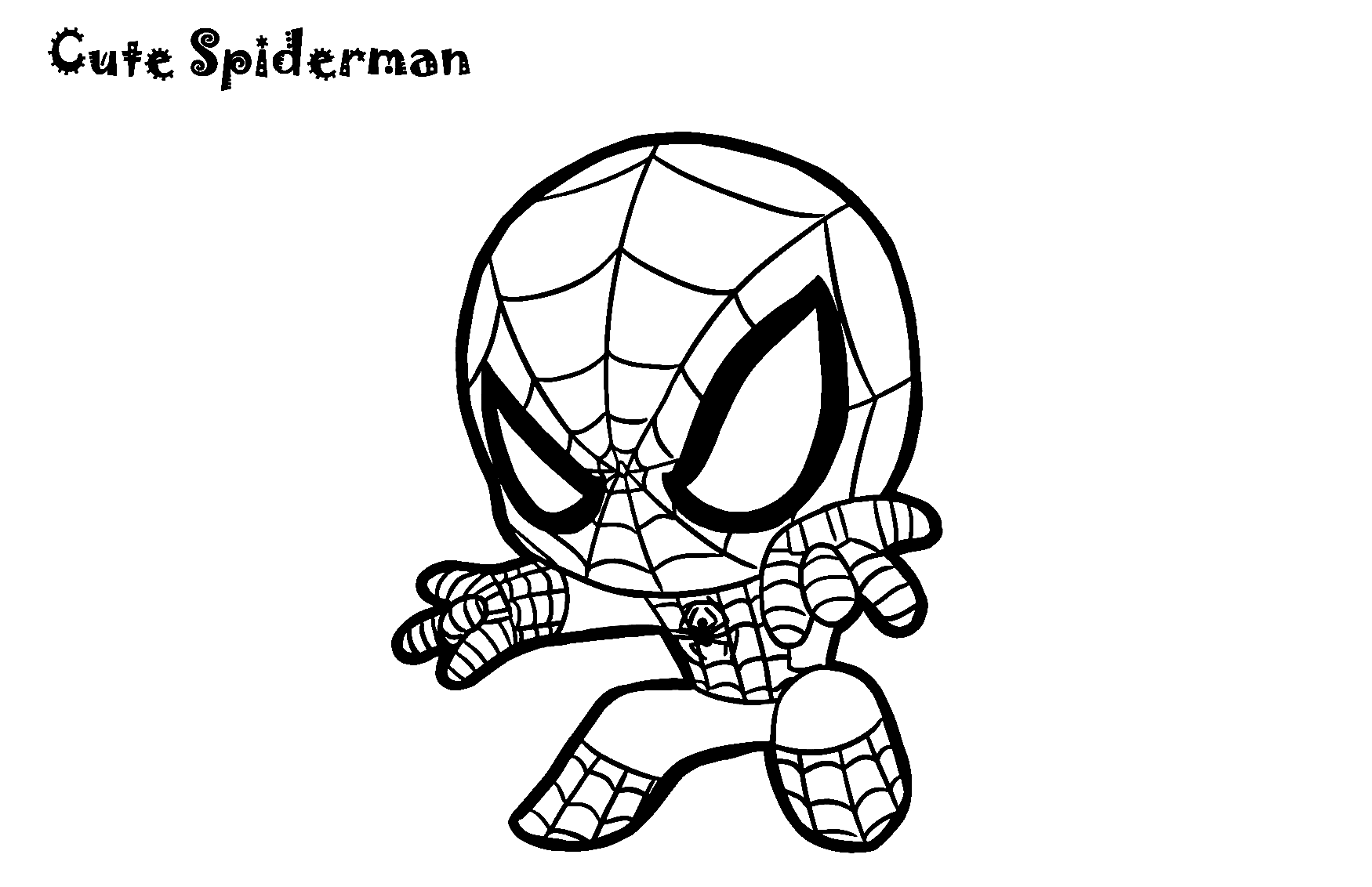 Printable Cute Baby Spiderman Coloring Page