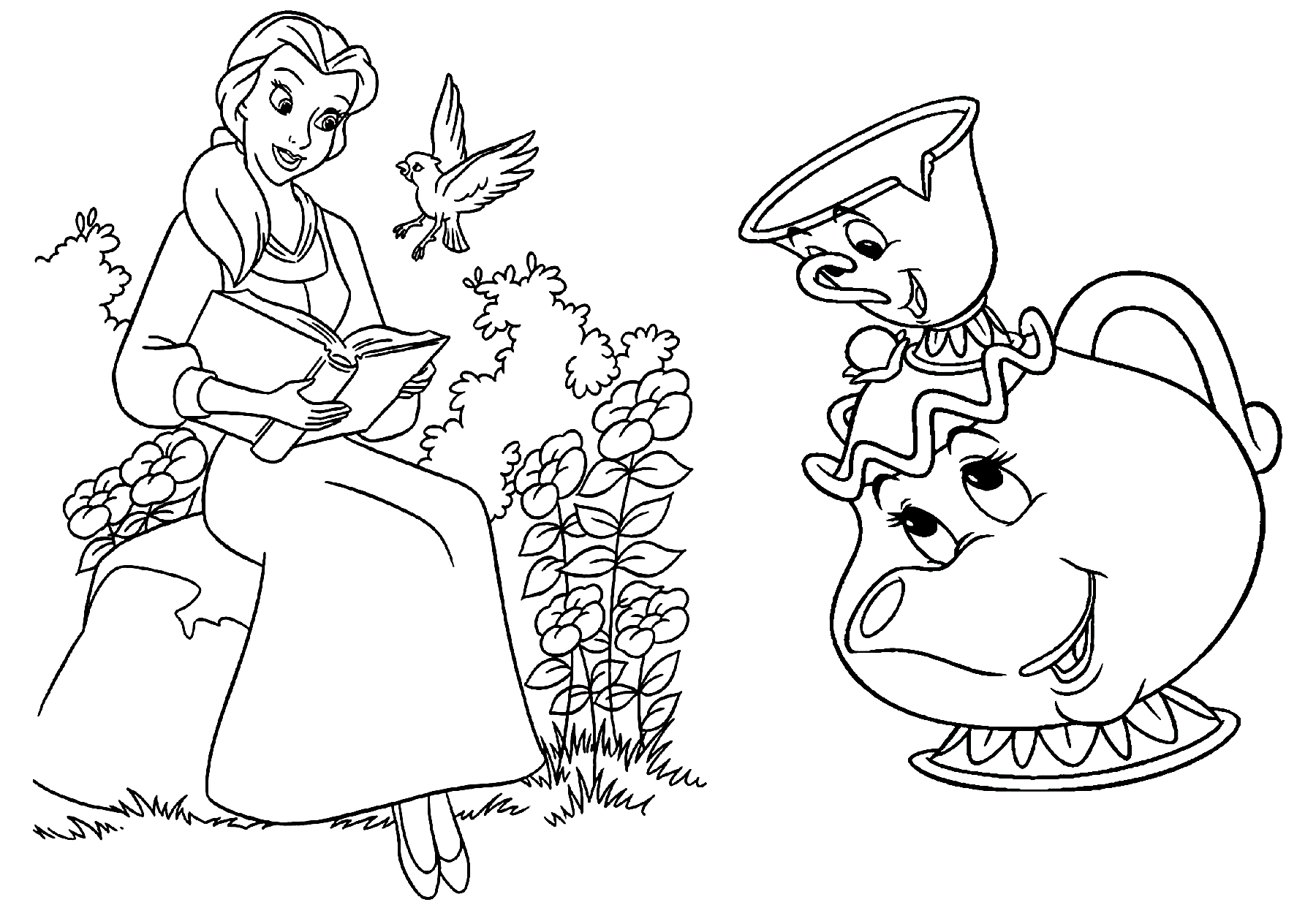 Printable Beauty and the Beast Coloring Page