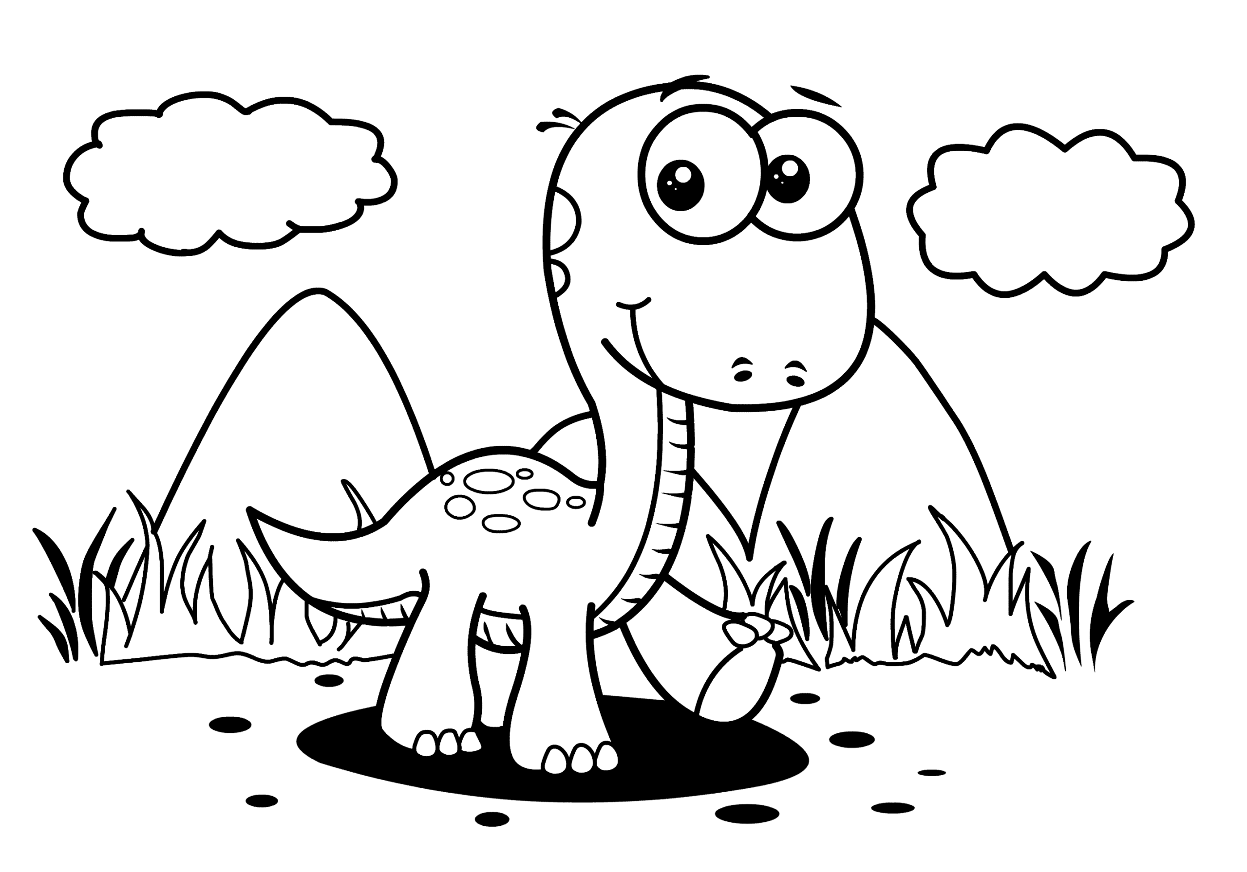 Printable Easy and Cute Dinosaur Coloring Pages