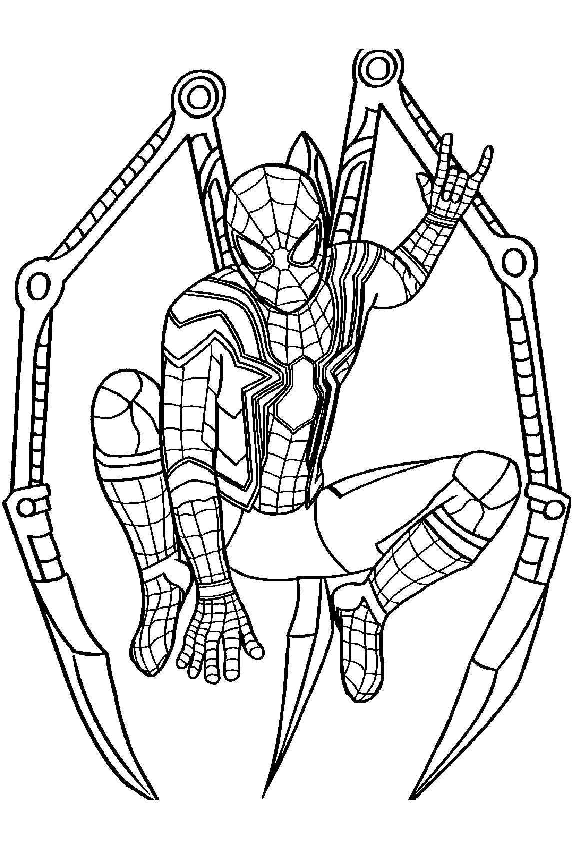 Printable Iron Spiderman Coloring Page for Adults