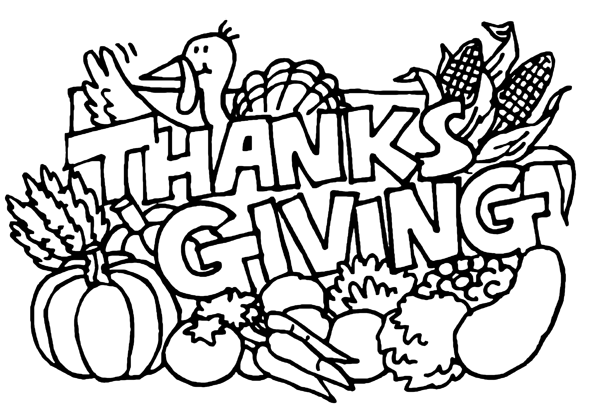 Thanksgiving Day Feast Coloring Page