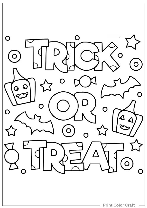 Trick or Treat Candies and Decor Coloring