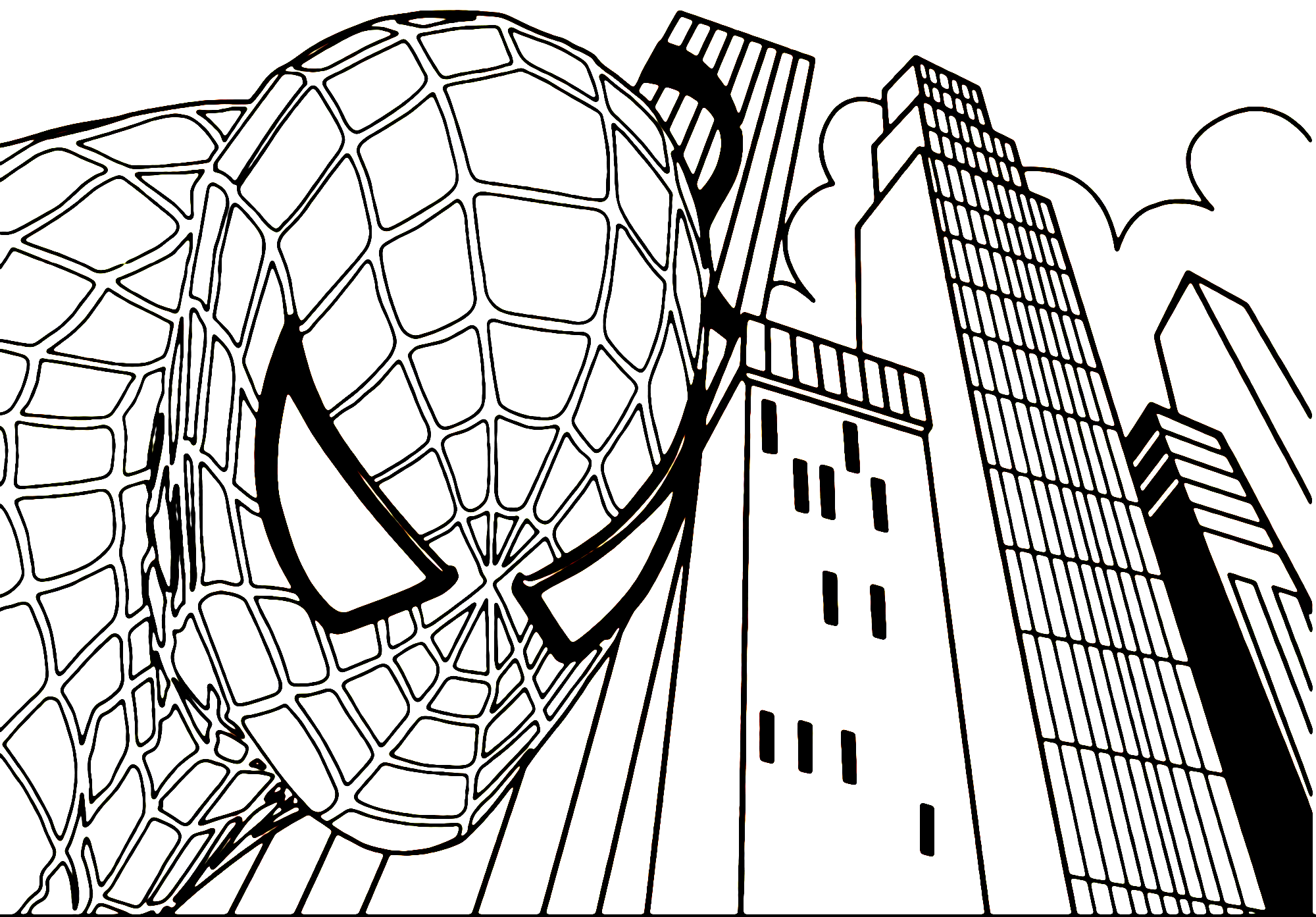 spiderman in the Big City Printable Coloring Pages